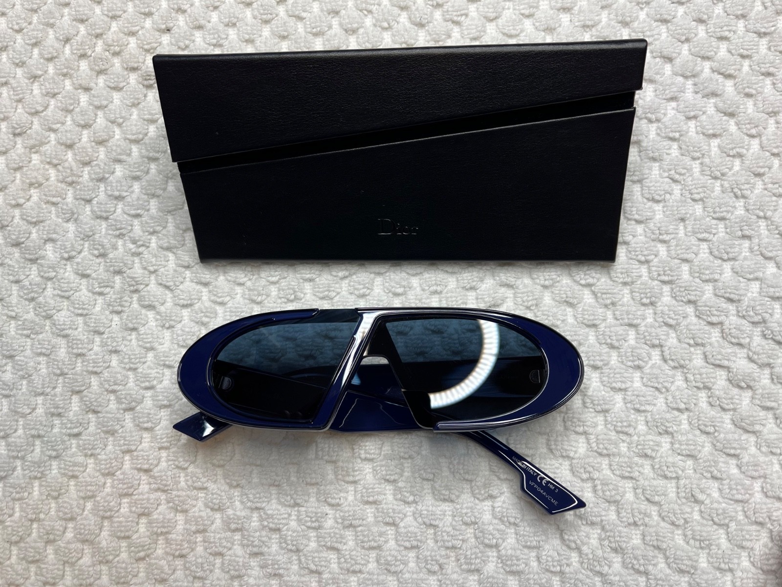 Christian Dior Oblique CD Gold Logo Blue Iconic Sunglasses with case,