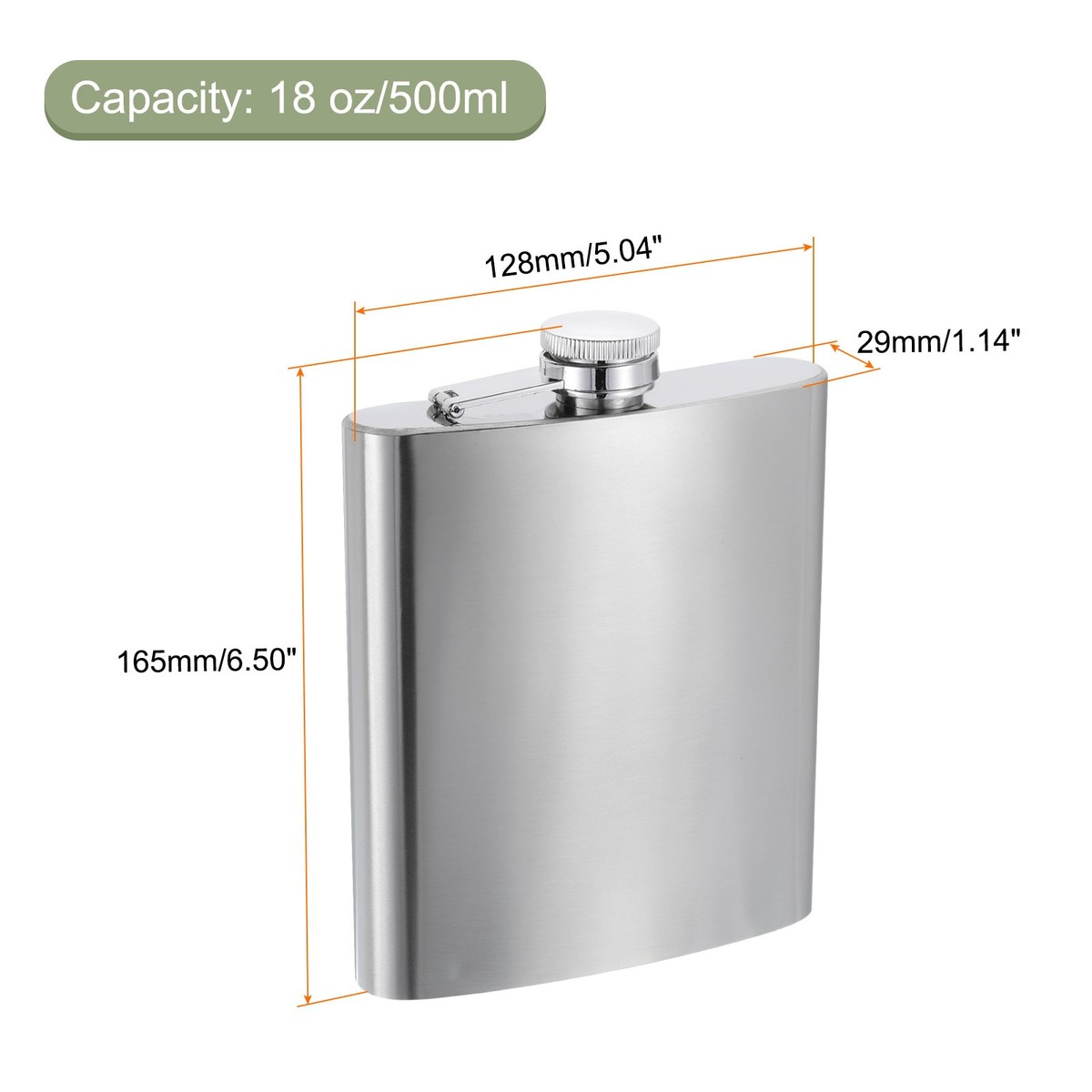18oz 500ml Stainless Steel Hip Flask for Camping Hiking Outdoor