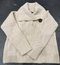 EUC Carraig Donn Thick Sweater M Ivory 100 Merino Wool Cardigan Ireland Women