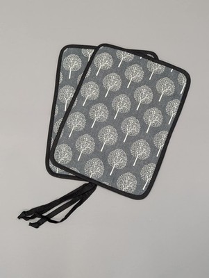 Paar Rayburn 200 300 400 Kochfelddeckel Matte Pad Kochfeldbezug Grau Schwarz Canvas Baumwolle 