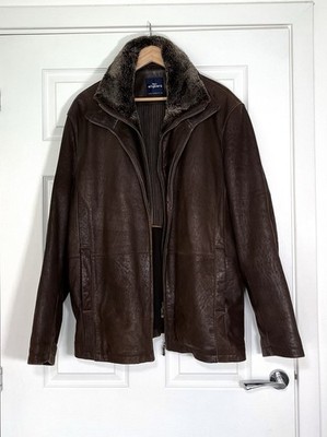 ENGBERS Vintage Mens Lamb Leather Jacket Coat Brown Long Size L Chest 52''