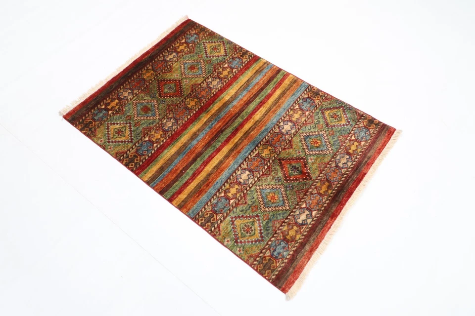 Tapis oriental traditionnel afghan en laine noué à la main 3 x 4 pieds... - Photo 2/4