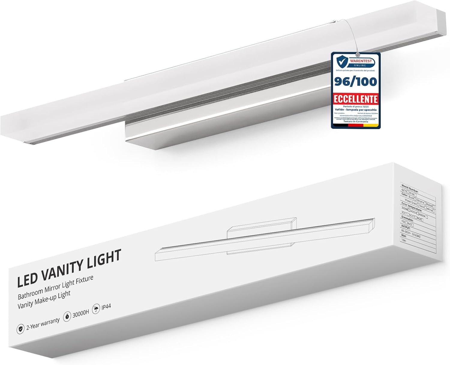 Offerta Luce Specchio Bagno LED 40CM 9W Cromo - Prezzo Imbattibile