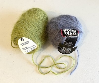 Laines Anny Blatt Angora Wool Yarn Lot of 2 Skeins Purple & Burgundy
