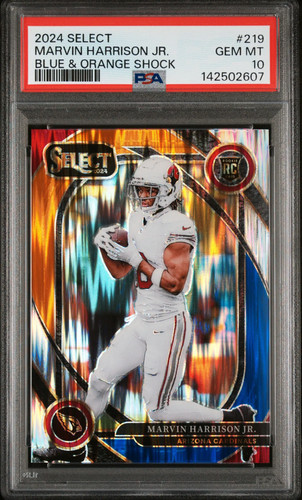 Marvin Harrison JR. - 2024 Panini Select Blue & Orange Shock Rookie 25/35 PSA 10