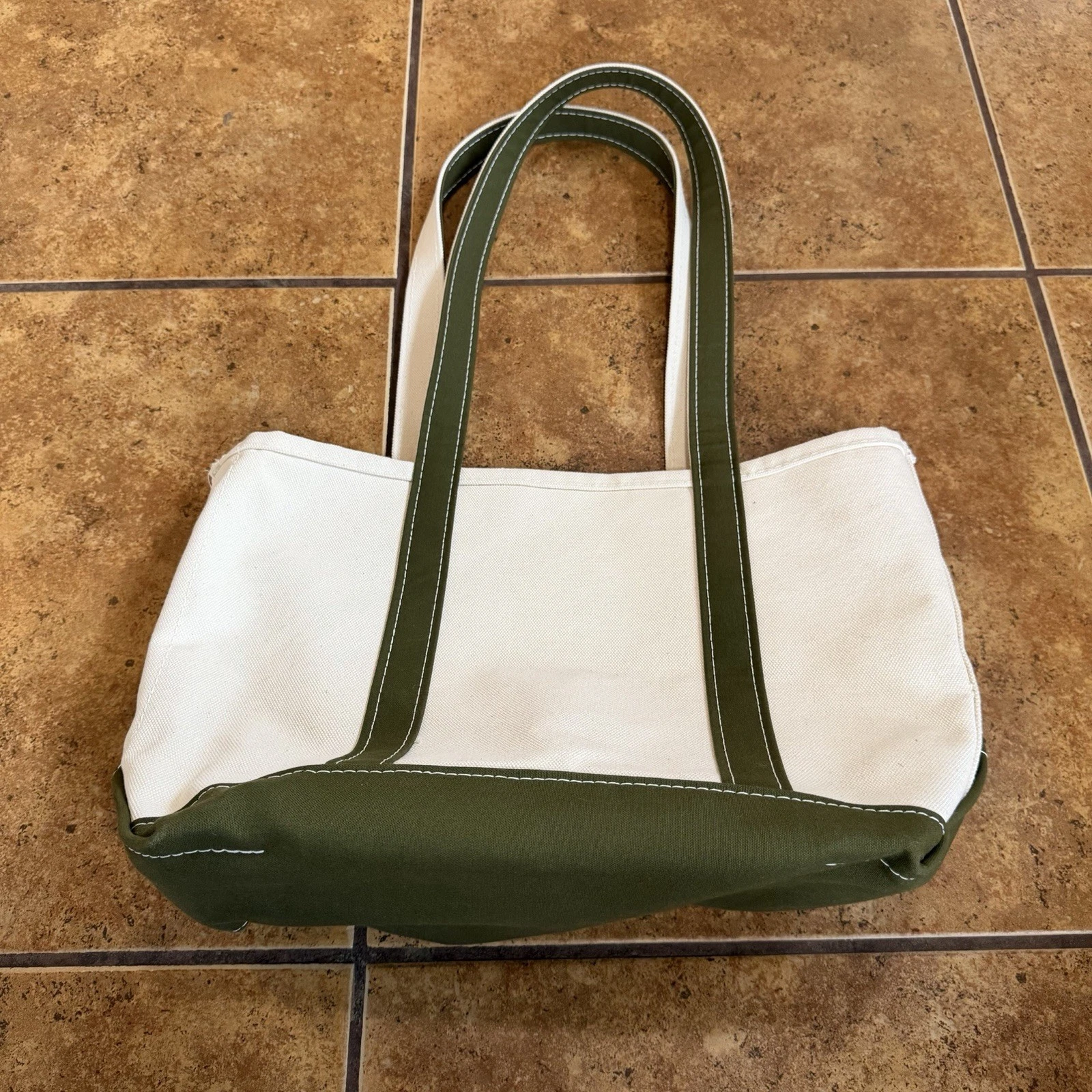 Vintage L.L. Bean Boat Tote Green Canvas Bag
