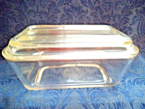 VTG PYREX ORIGINALS CLEAR REFRIGERATOR DISH & LID 502-B & 502-C EUC MCM