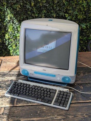 Vintage Apple iMac G3 Blueberry, mit Tastatur LOCKED NEED RESET 