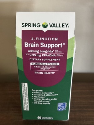 Spring Valley 4-Function Brain Support Dietary Supplement 60 Softgels /Exp. 2/27