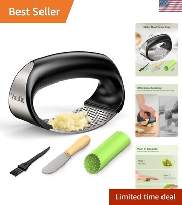 Innovative Rocking Garlic Press with Peeler & Scraper - Easy Kitchen Companion
