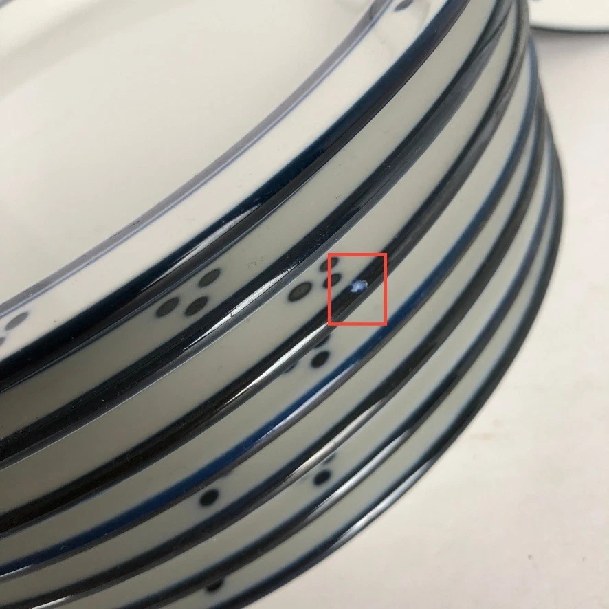 Juego de 8 platos de almuerzo Dansk Bistro 8,5" banda azul y puntos hechos en Japón Foto 4 de 4