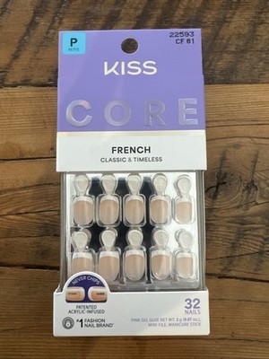 KISS CORE, Press On Nails, Nail glue included, Perfection Petite, White