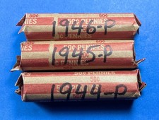 3 Rolls Of Lincoln Wheat Cents 1944-p 1945-p 1946-p G-ef 008 3 Rolls Of Lincoln Wheat Cents 1944-p 1945-p 1946-p G-ef 008