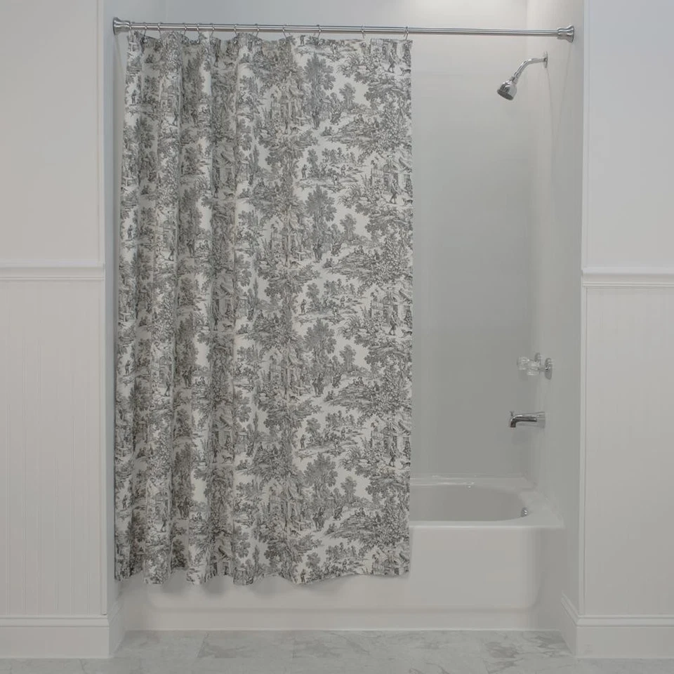 Victoria Park Toile Patterned Water Proof Bathroom Shower Curtain - 70x72", Gray - Изображение 4 из 4