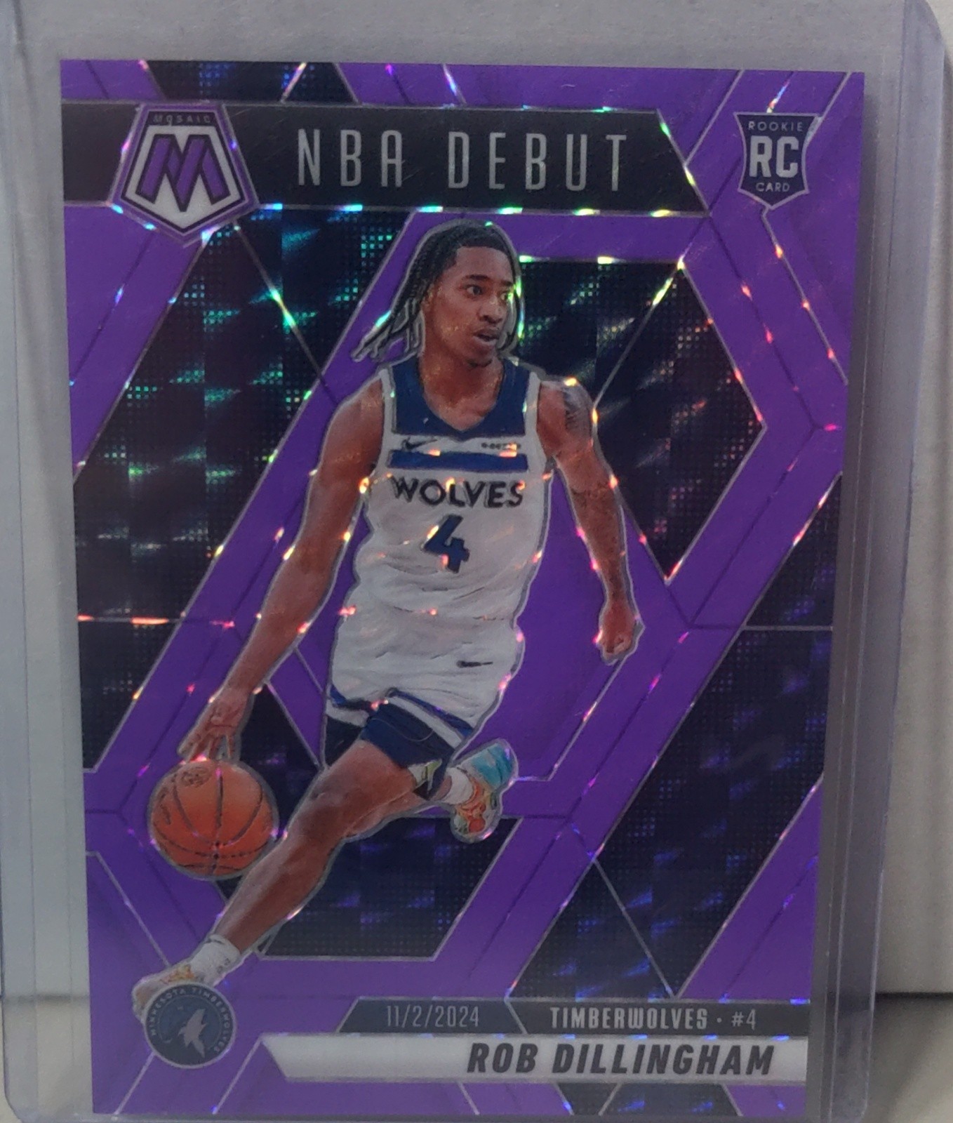 2024-25 Panini Mosaic - NBA Debut Robert Dillingham  Fluorescent Purple/249 RC