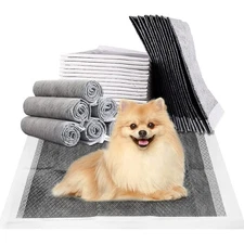 Charcoal Pee Pads for Dog 24x24 120C Odor Control Ultra-Absorbent Potty Training