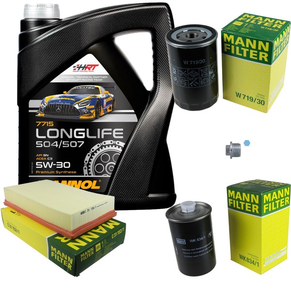 Mann Inspektionspaket 5L Mannol Longlife 504/507 5W-30 FüR Audi 100 2.6 2.8 E S4-image