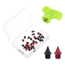 32Pcs 1/4" Carbon Steel Track Spikes Replacement Spikes w Wrench, Black Red