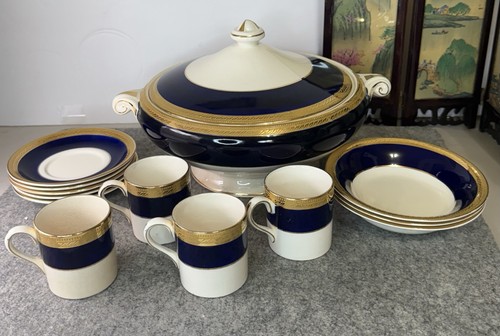 Mix aus Crown Ducal Colfax Cobalt Blue China - Vintage English Fine China, Gold - Bild 1 von 12