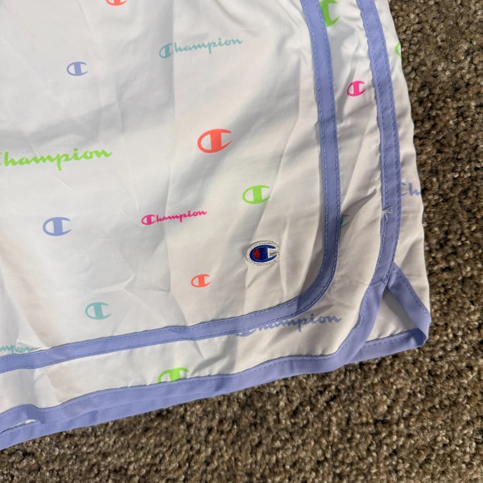 Pantalones Cortos Atléticos Champion Juveniles XL Blanco Estampado Completo Calzoncillo Integrado tiro Alto Foto 2 de 4