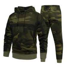 Mens Camo Tracksuit Casual Hooded Track Suits Long Sleeve Hoodie and Sweatpan...