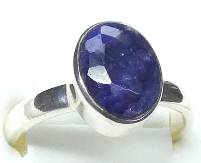 💙 Ovaler Saphir Ring 925 Silber Gr.52 16,5 facettiert dunkelblau UNIKAT - Bild 1 von 4