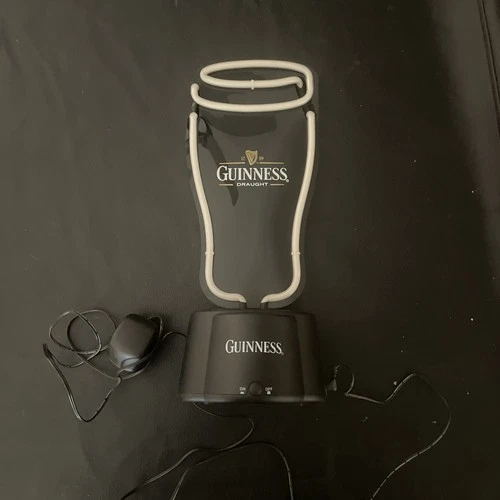 Vintage Guinness Draught Neon Pint Light Lamp Bar Display Sign Works 15.5 x 6