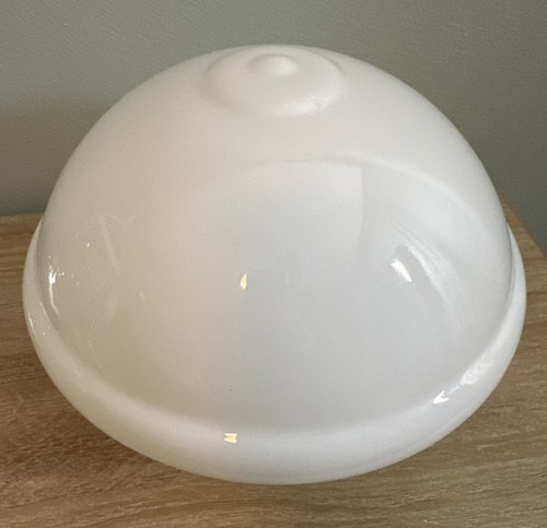 Plafoniera vintage Art Deco disco volante ghianda vetro bianco globo paralume attacco 4" - Foto 11 di 12