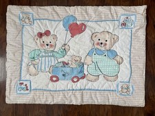 Vintage My Teddy Bear Quilted Baby Comforter Crib Blanket 40  x29  