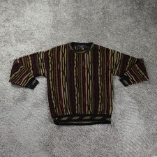 Vintage Protege Coogi Style 3D Knit Sweater Multicolor Medium Abstract Biggie