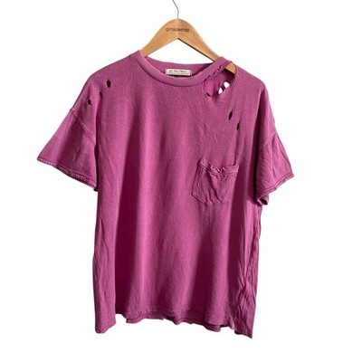 We The Free Pink Ultra Distressed Rubi Short Sleeve Oversized Tee Size XS