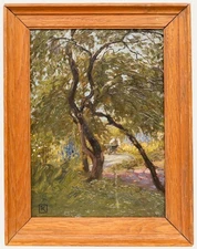 English School Early 20th Century Oil - The Gardener