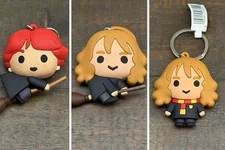 Harry Potter Keychains Lot of 3 – Chibi Ron & Hermione Flying Broom Figures