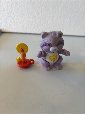 Vintage 1985 Care Bears Cousins 3'' Posable Bright Heart Raccoon w/ Clever Candle