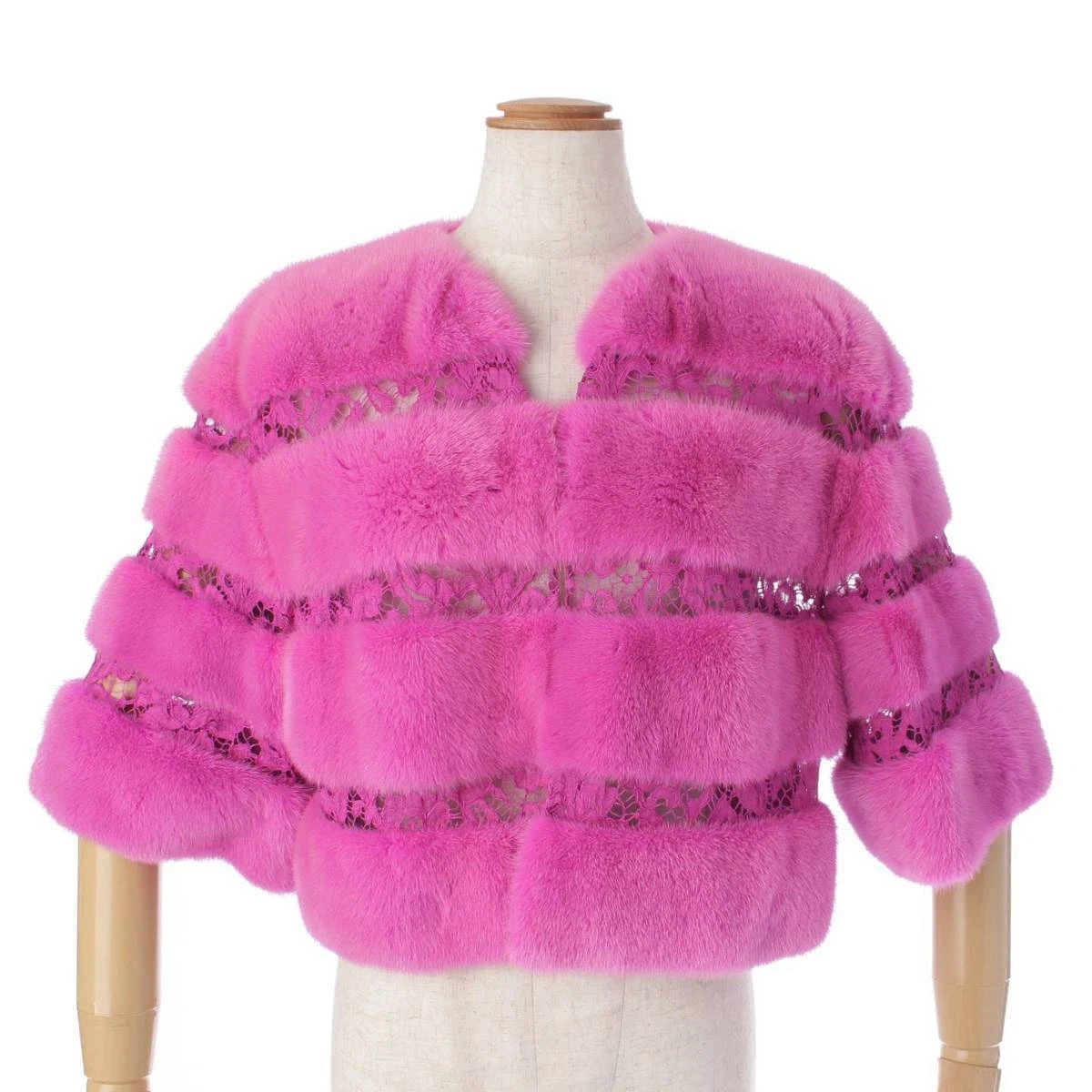 Auth Valentino Mink Fur Lace Collar Short Coat Real Fur Pink 40(172184 | eBay