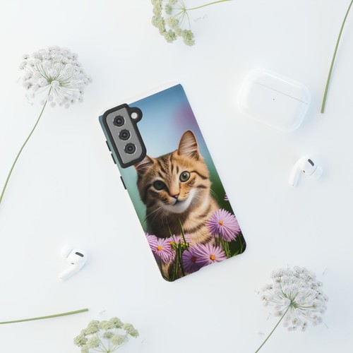 Funda de teléfono diseñada a mano para gato y flores para iPhone Samsung Google Pixel - Imagen 145 de 173