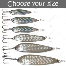 Fishing Spoons Silver Chrome Fish Jigs Casting Lures 1oz 2oz 3oz 5oz 7oz 9oz lot