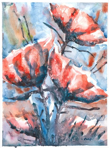 ORIGINAL Aquarell Kunstwerk Abstrakt Blumen Gemälde Signiert vom Künstler - Bild 1 von 3