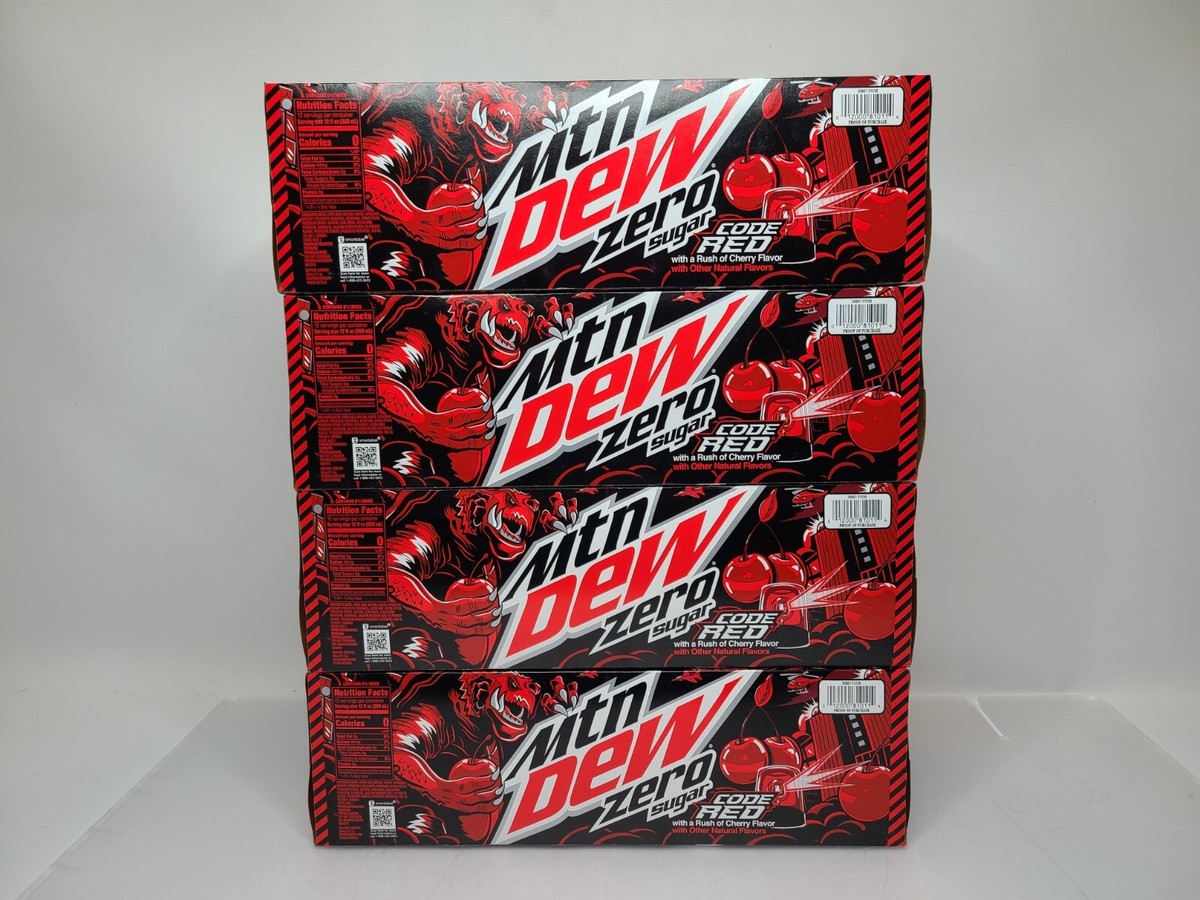 48 Cans Code Red Zero Sugar Mountain Dew - 4 Packs of 12