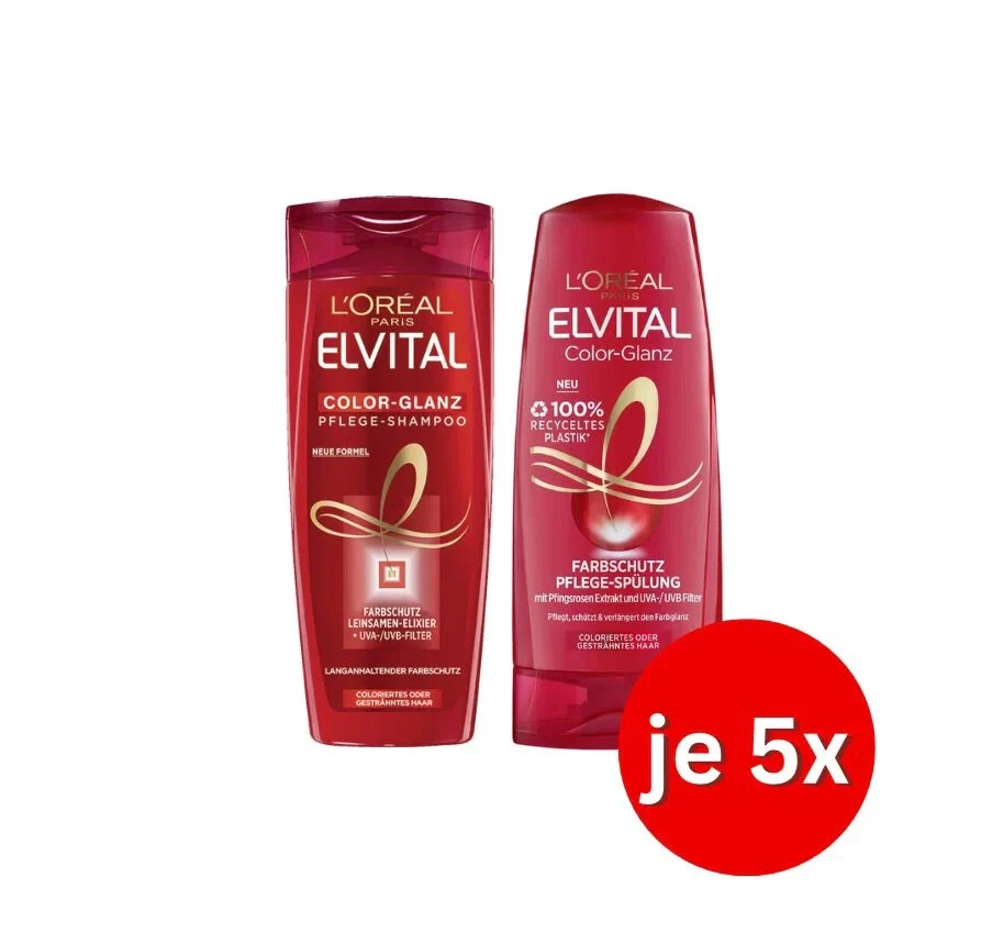 L'ORÉAL Sonderangebot 10er Pack L´Oréal Elvital Color Glanz Shampoo Spülung 50ml
