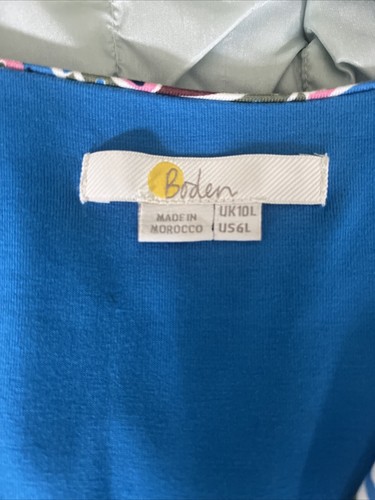 BODEN Evangeline Blue Paisley Print Jersey Mock Wrap Dress - Size 10L - Picture 5 of 7