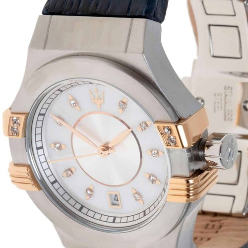 Maserati Potenza R8851108502 Stainless Steel Blue Leather Analog Dial Watch 35mm - Picture 3 of 7