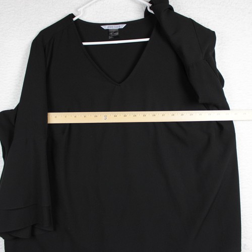 Nygard Flare Sleeve V-Neck Blouse Plus Size 2X Solid Black - Picture 3 of 12