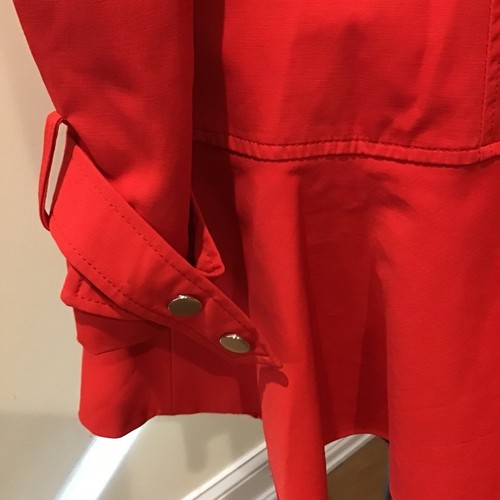Bebe Poppy Red Trench Coat Belted Zip Closure Size XS - Picture 3 of 14