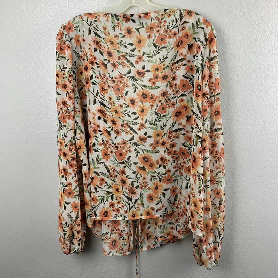 JUSTFAB Multicolor Volantes Cuello Corbata Floral Poliéster Mujer Top Talla XXL Foto 4 de 4