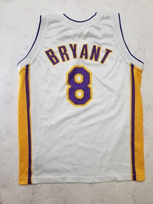 Kobe Bryant Los Angeles Lakers Champion Vtg Jersey NBA White Sz