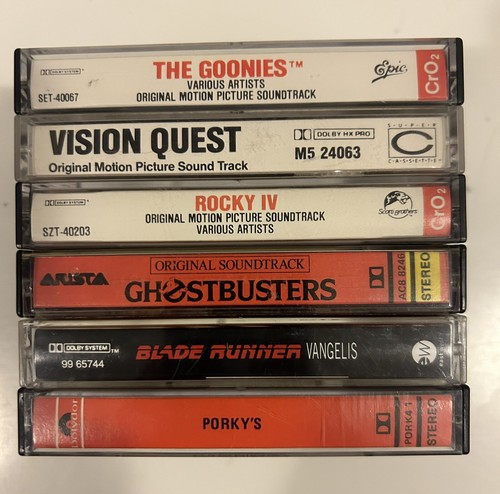Lot de 6 cassettes cassettes bande originale film années 80 : Goonies Blade Runner Porky’s et plus