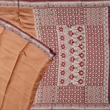 Namaste Vintage Brown Sarees 100 Pure Silk Woven Floral Sari 5YD Craft Fabric