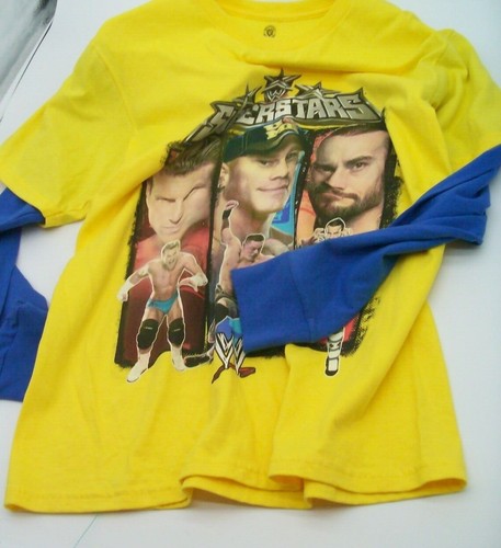 WWE WRESTLING SUPERSTARS 2013 Long Sleeve T-Shirt Men's 2XL Yellow & Blue NWT - Picture 3 of 5