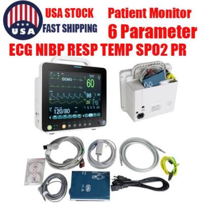 12 Portable Patient Monitor - 6 Parameter ICU CCU Signs Machine - For